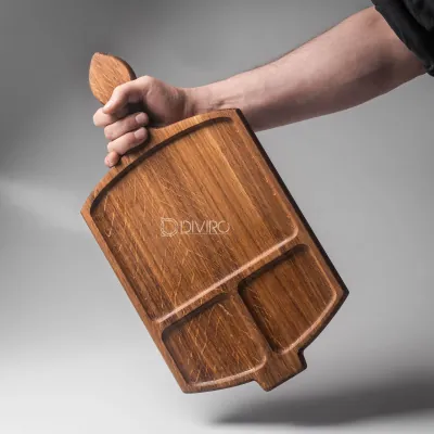 Доска «Сковорода» для подачи блюд из дуба, 45×23 см от мастерской DIVIRO